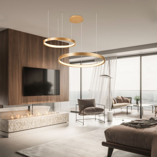 [IB5611-868RPP-BG] iBruzzi Suspended Lustre Cassaro Brushed Gold 68W